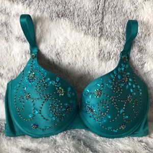 Marciano Teal Blue Jeweled Bra 36C
